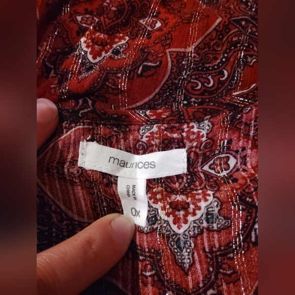 2 For 25$ Maurices Women's Red Bohemian Top Size 0× - Picture 4 of 5